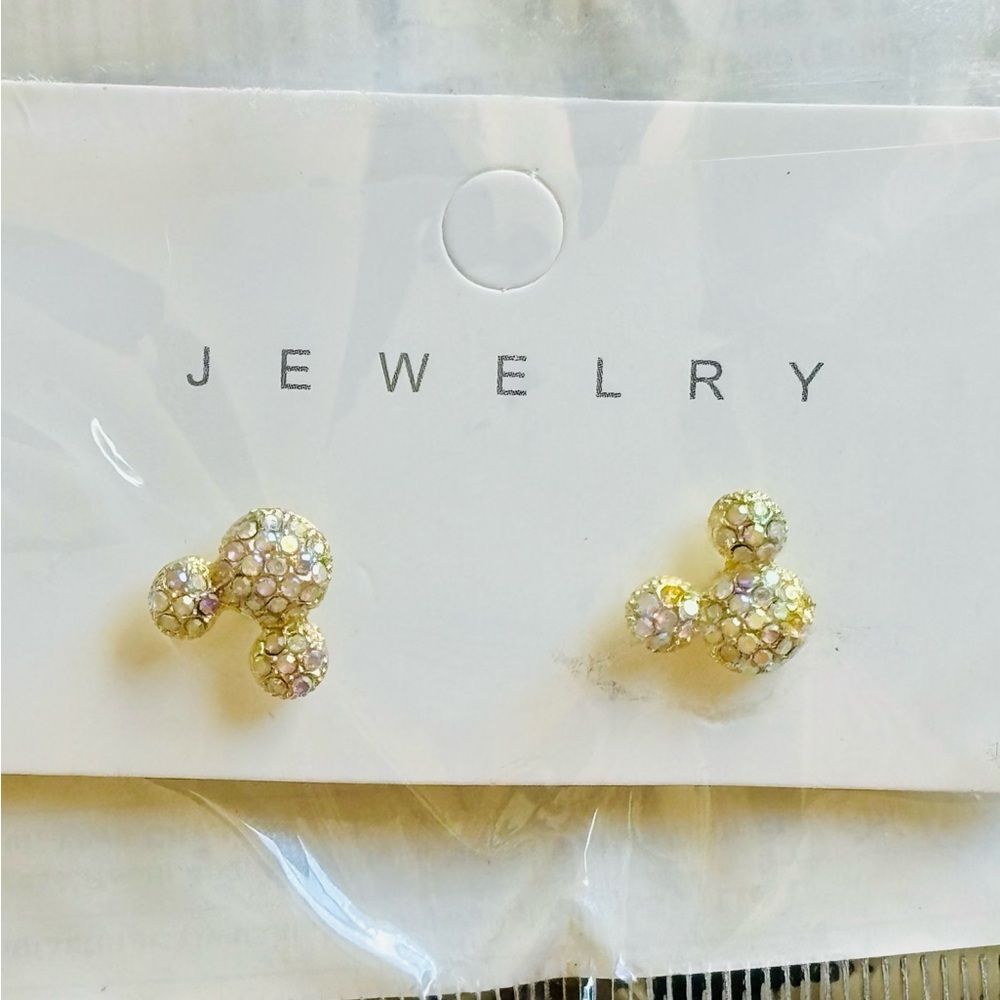 Gorgeous sparkle goldtone Mickey Mouse earrings - Picture 2 of 5